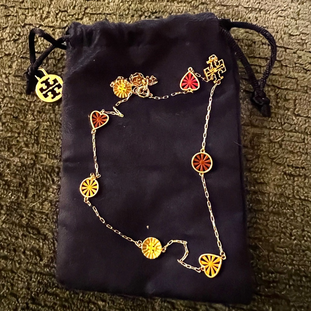 Gold Tory Burch Enemal necklace
